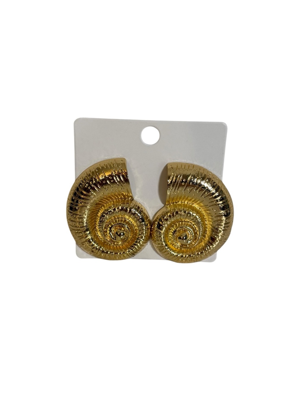 Gold Spiral Shell Statement Earrings